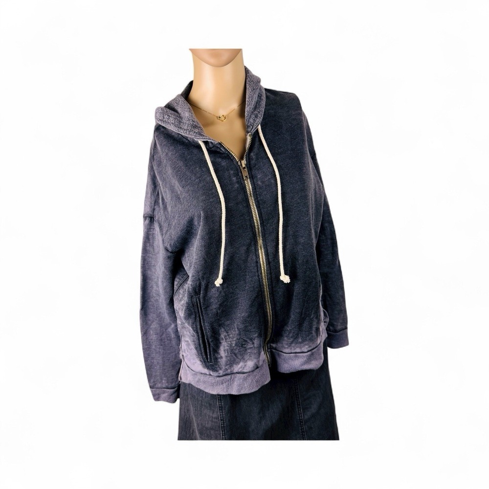 Chaser Blue Dye Sz XS Hoodie Oversized Full Zip Jacket Lightweight Grunge Comfy - Picture 2 of 12